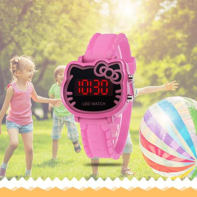 Girls Color-Block Sporty Digital LED Watch (Pink)